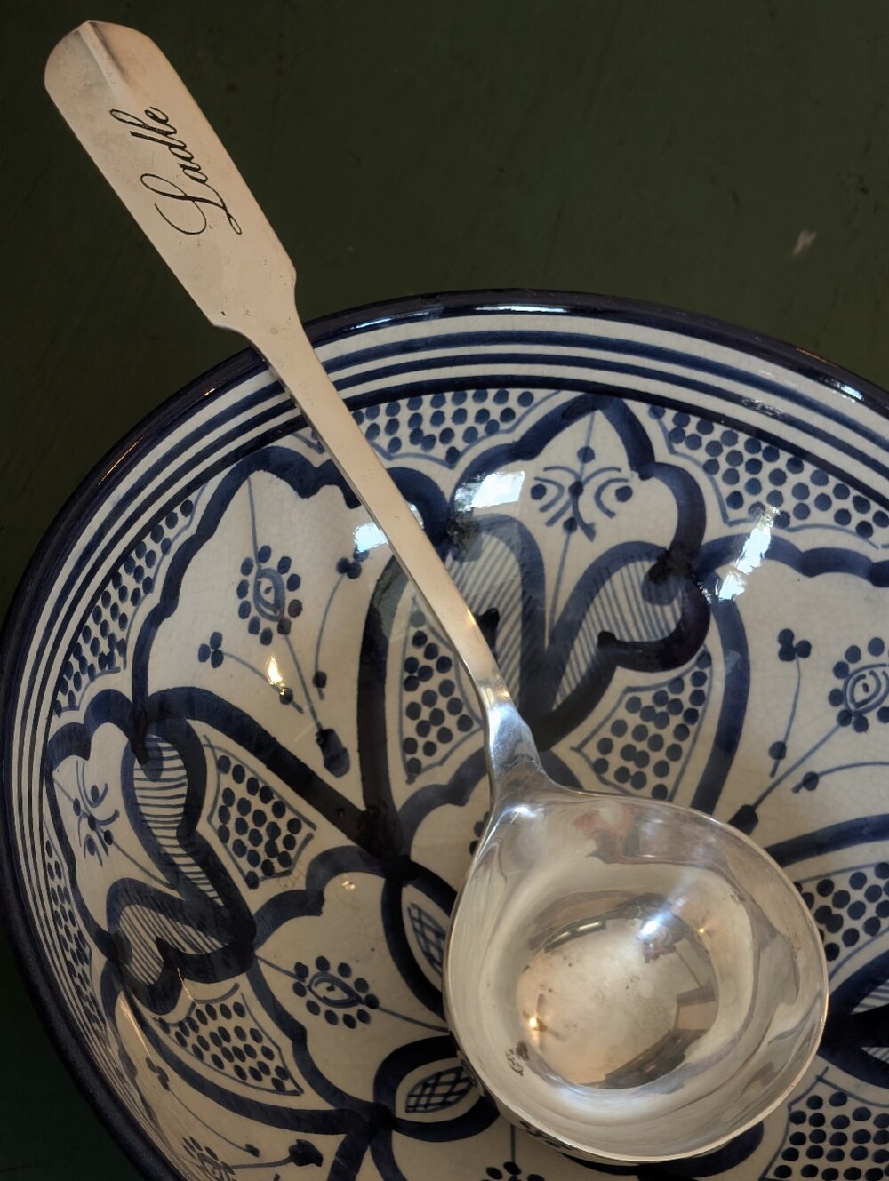 Pottery Barn Antique Silver Plated Serving Ladle Fiddle Pattern Handle